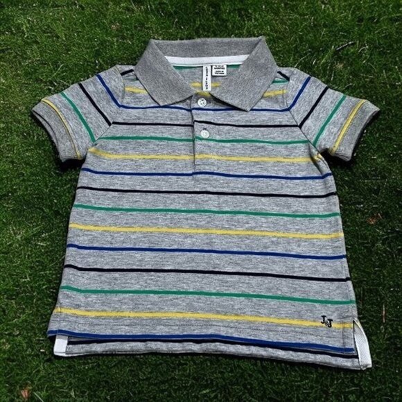 Janie and Jack Grey Striped Polo Baby Size 6-12mo - Picture 1 of 6